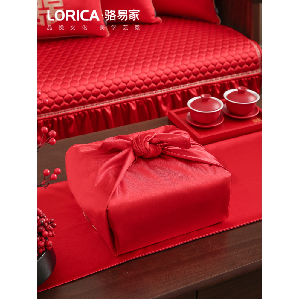 駱易家結婚包袱皮新娘備婚包裹布婚禮嫁妝喜盆紅布婚慶用品大全-細節圖2