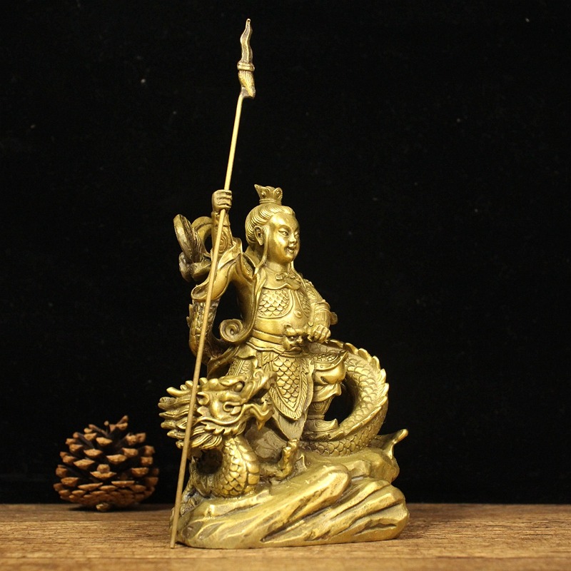 純銅騎龍三太子擺件哪吒三太子三壇海會大神家居供奉佛像擺件-細節圖2