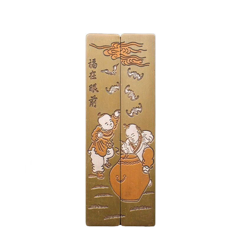 仿古黃銅鎮紙銅一對鎮尺純銅實心文房家居辦公室工藝品禮品擺設-細節圖4