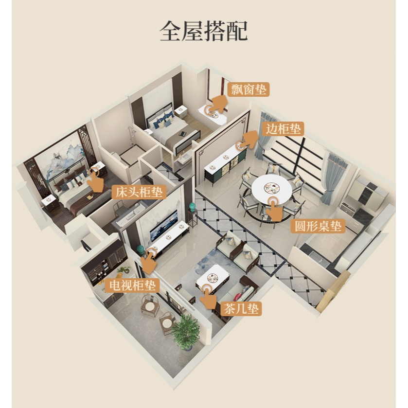 駱易家酒店餐桌防水防油防燙餐墊新中式輕奢隔熱餐桌墊皮革西餐墊-細節圖8
