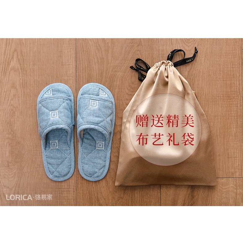 駱易家空調房地板軟底布藝拖鞋家用家居室內靜音防滑布底情侶布拖-細節圖9