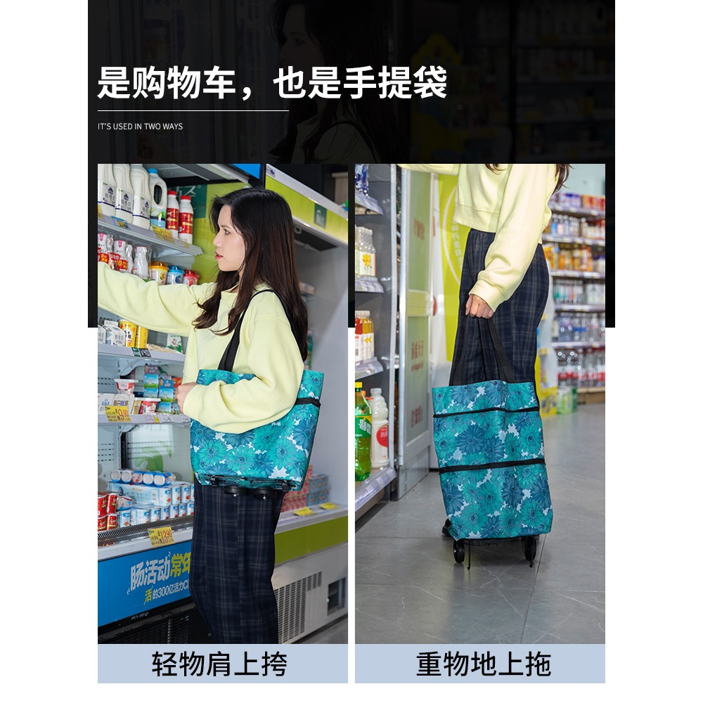 便攜購物爬樓梯買菜車小拉車家用可折疊輕便手拉桿拖車老人手推車-細節圖2