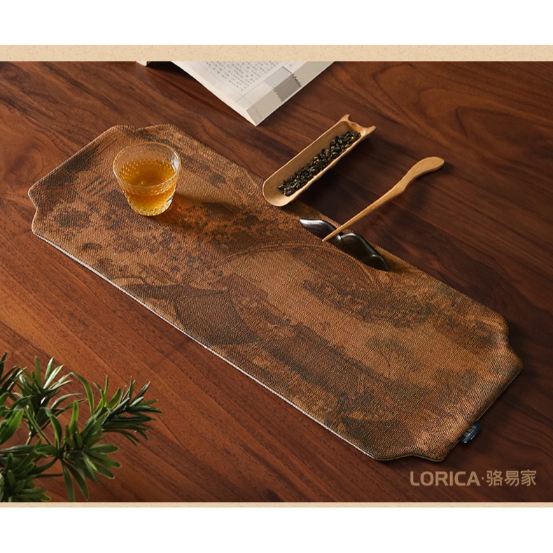 駱易家清明上河圖茶席防水茶杯墊新中式禪意茶盤墊復古茶道茶壺墊-細節圖9