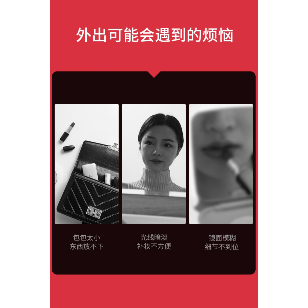 卡貝鏡子led化妝鏡女隨身便攜折疊網紅帶燈學生小號雙面鏡梳妝鏡.-細節圖6