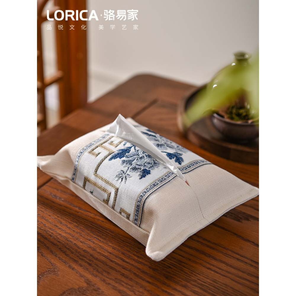 駱易家新中式紙巾盒家用臥室抽紙盒車載創意簡約紙巾套定製logo-細節圖3
