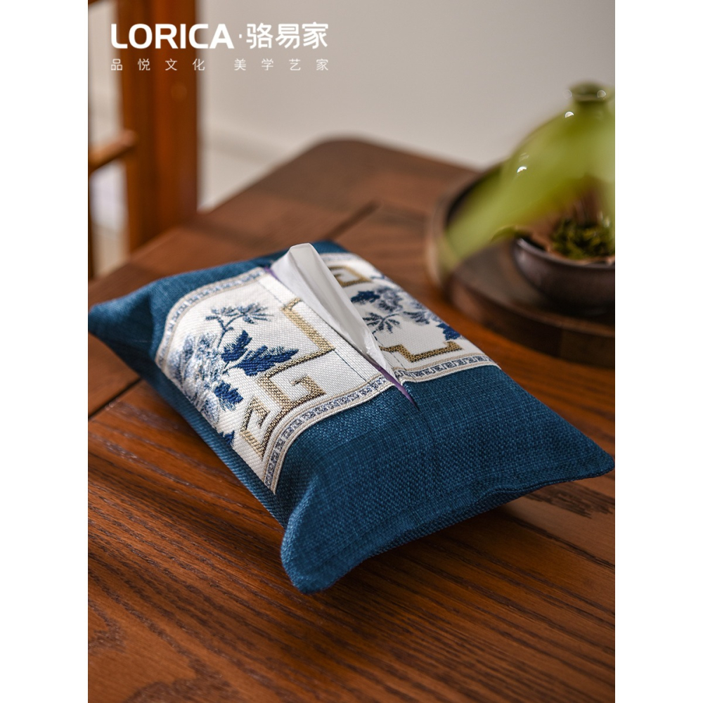 駱易家新中式紙巾盒家用臥室抽紙盒車載創意簡約紙巾套定製logo-細節圖5
