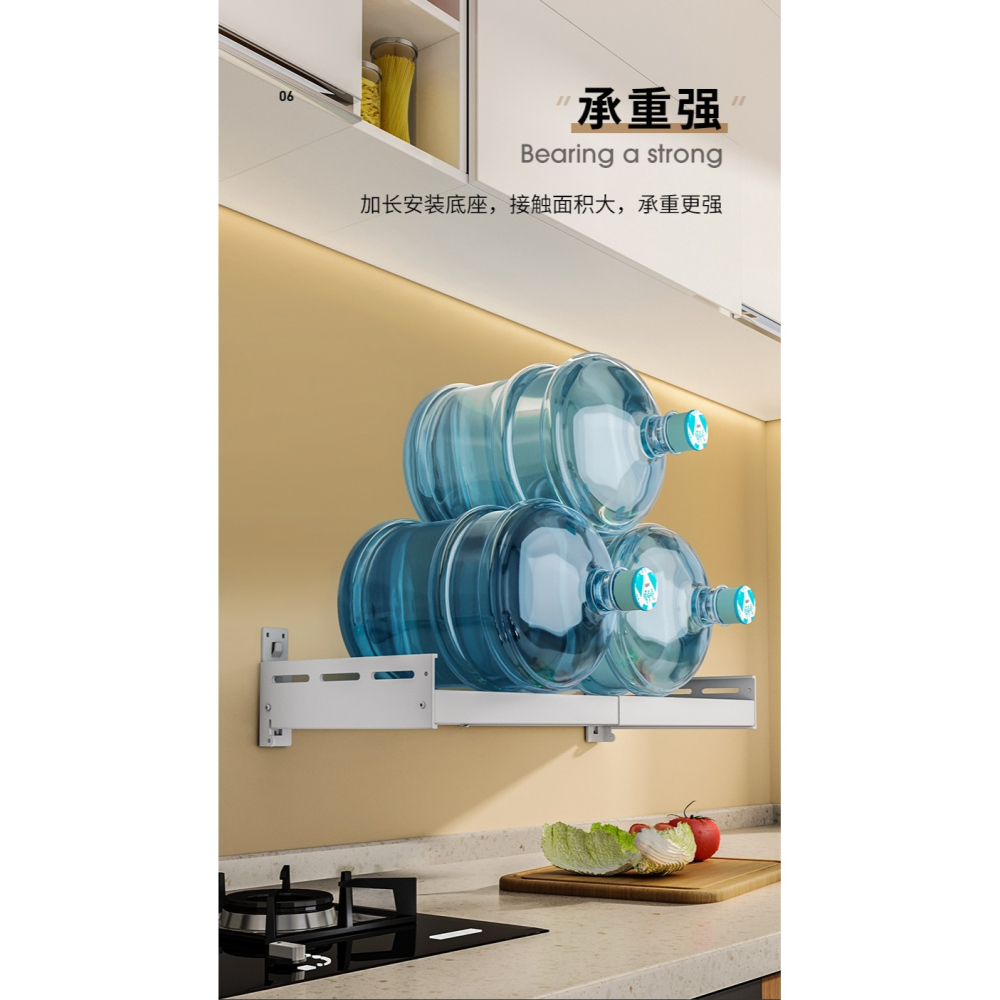 廚房置物架微波爐架子壁掛式免打孔墻上可伸縮收納架掛架烤箱鍋架-細節圖8
