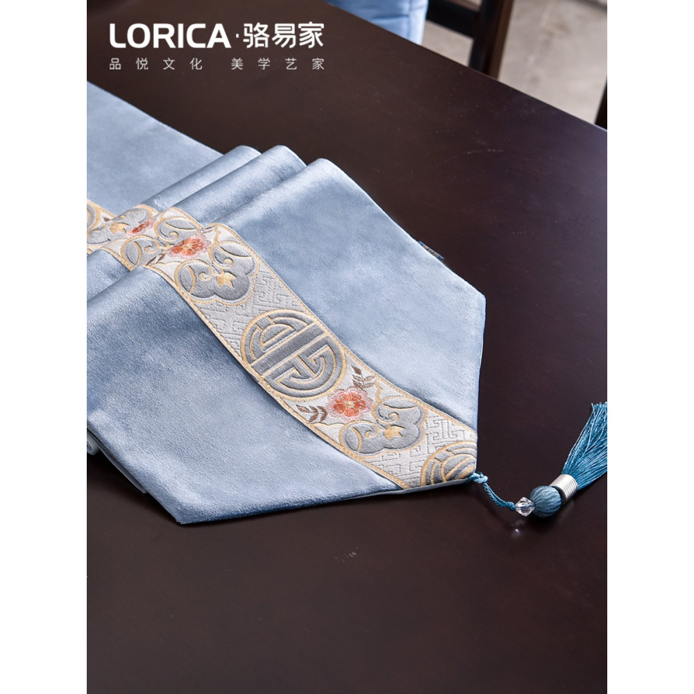 駱易家刺繡中式桌旗茶席茶臺餐桌旗布茶幾布藝桌布禪意長條茶桌布-細節圖3