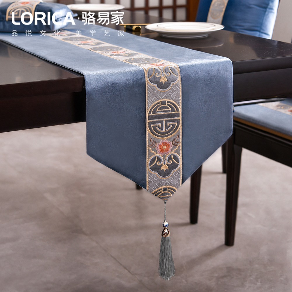 駱易家刺繡中式桌旗茶席茶臺餐桌旗布茶幾布藝桌布禪意長條茶桌布-細節圖7