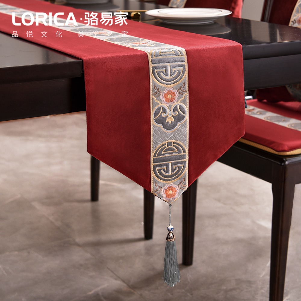 駱易家刺繡中式桌旗茶席茶臺餐桌旗布茶幾布藝桌布禪意長條茶桌布-細節圖8