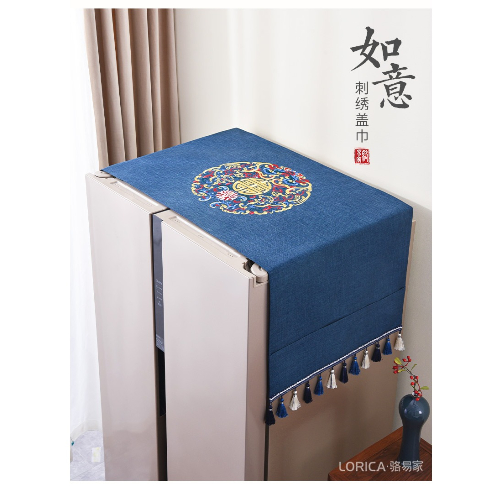 單開門雙開門冰箱防塵蓋布新中式冰箱佈防塵罩洗衣機罩佈防水防曬-細節圖7