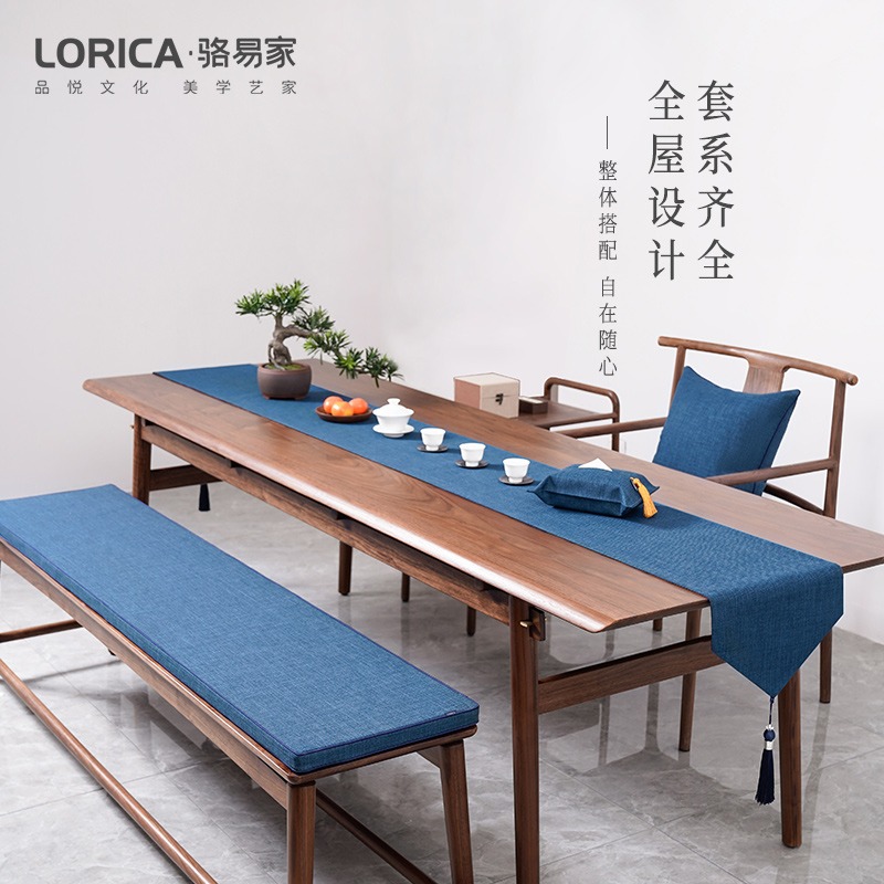 駱易家x新中式桌旗禪意茶席日式茶幾布藝桌布現代簡約茶布茶桌布-細節圖3