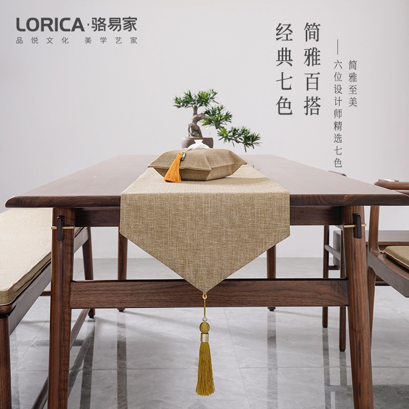 駱易家x新中式桌旗禪意茶席日式茶幾布藝桌布現代簡約茶布茶桌布-細節圖4