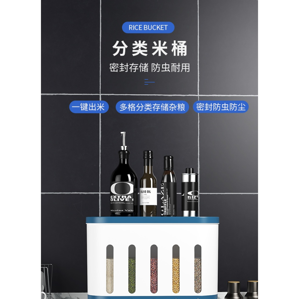 家用分格雜糧裝米桶防蟲防潮密封分類分隔米箱大米收納盒20斤米缸-細節圖5