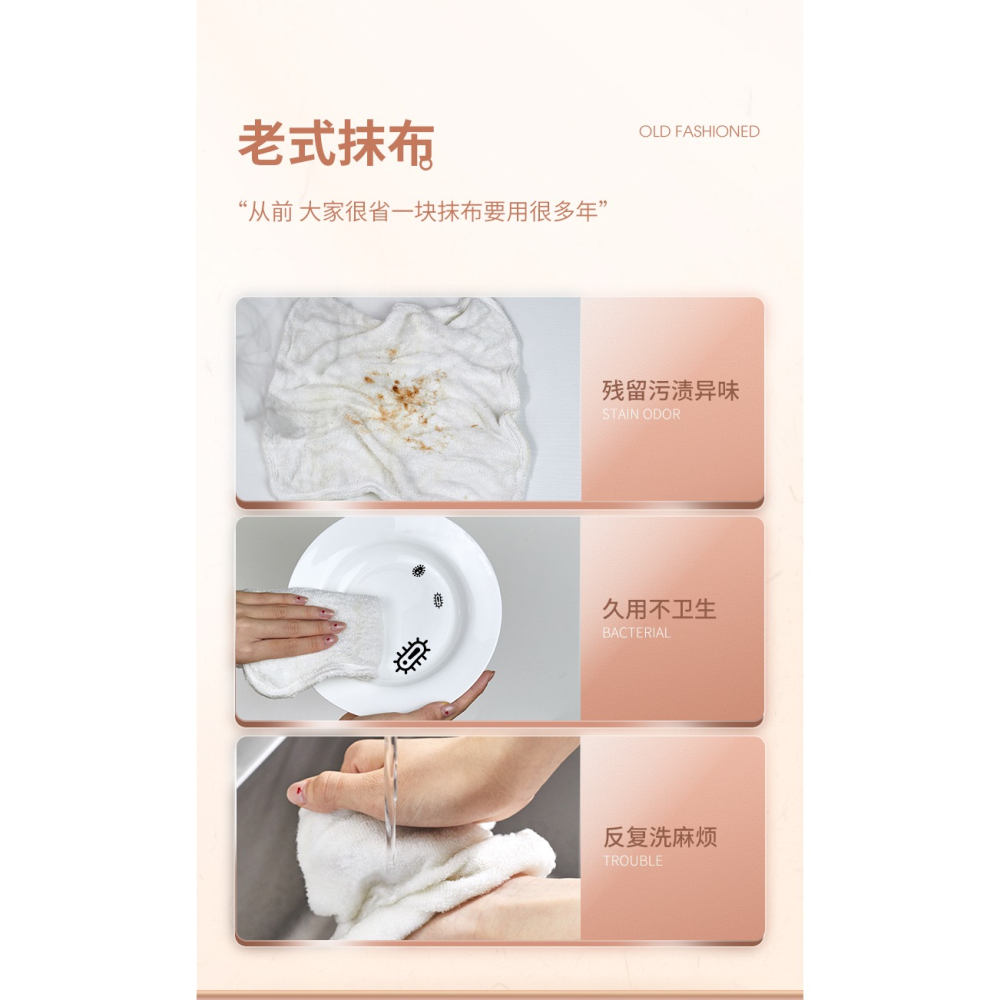 卡貝廚房一次性懶人抹布幹濕兩用加厚去油洗碗布可水洗吸水無紡布-細節圖6