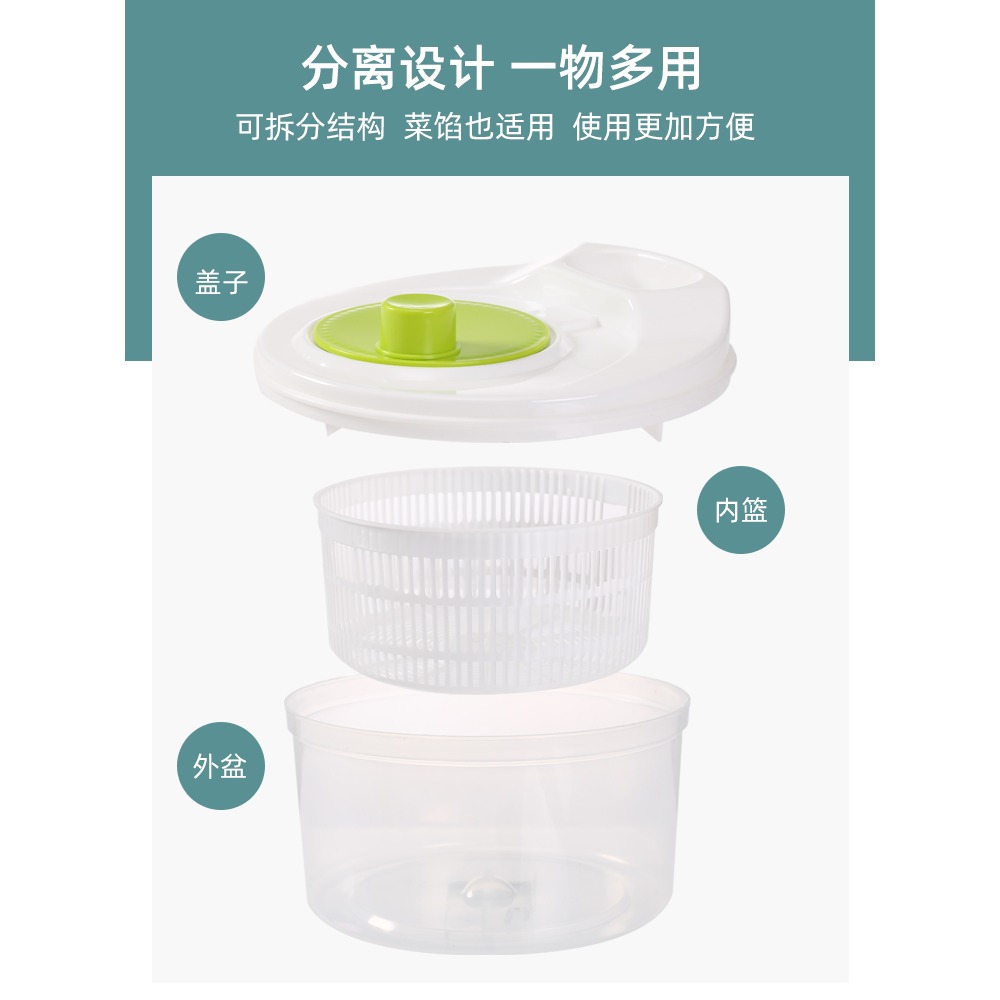家用蔬菜沙拉甩幹 機手動脫水 器洗菜神器廚房商用瀝水甩水 籃-細節圖2