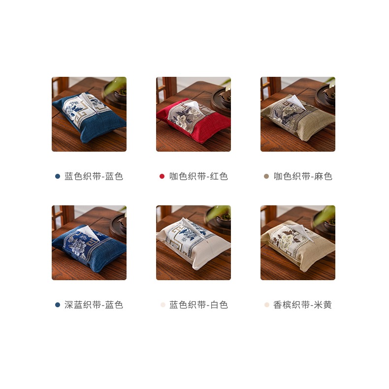 駱易家中式紙巾盒抽紙盒創意車載家用客廳臥室布藝紙巾套定製logo-細節圖9