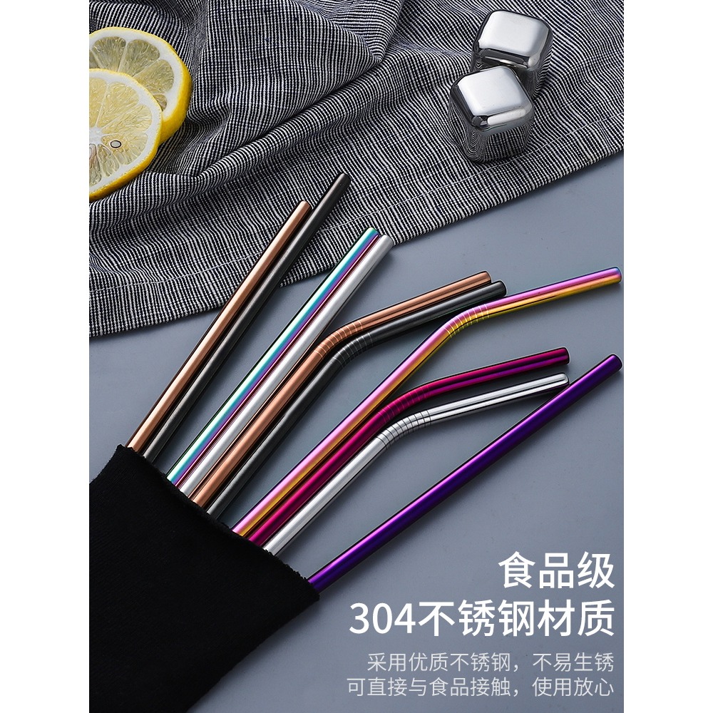 304不銹鋼非一次性玻璃吸管粗環保飲管珍珠奶茶冷飲彎管金屬便攜-細節圖2
