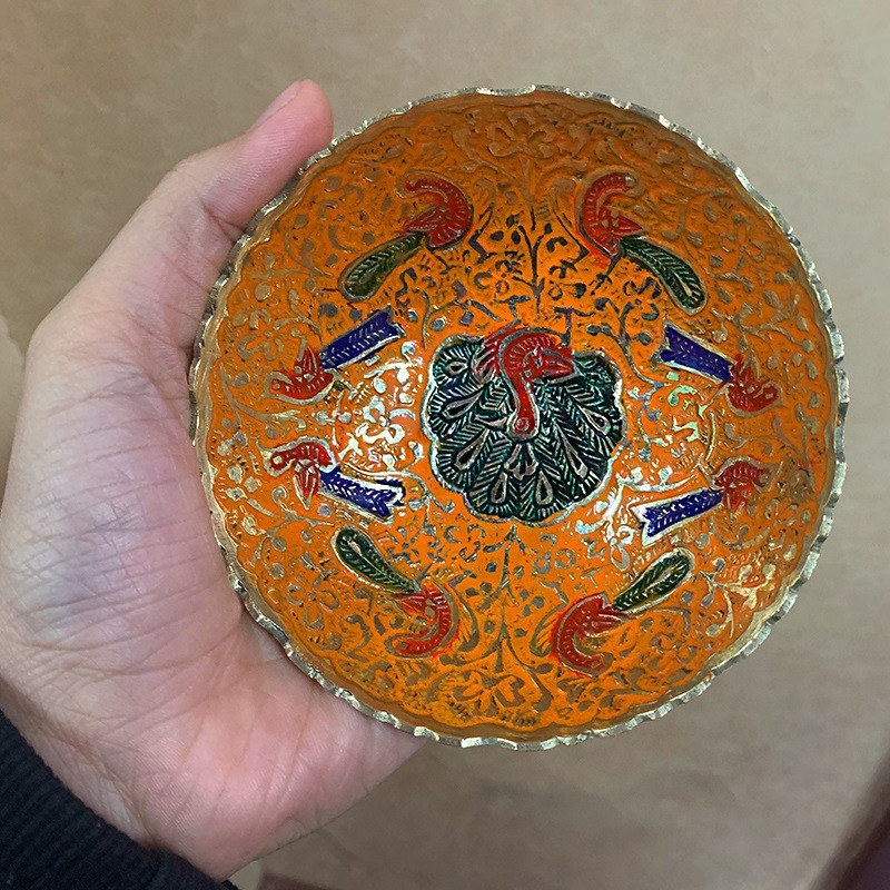 尼泊爾純銅糖果盤供果盤零食盤尼泊爾工藝品果盤創意現代客廳擺件-細節圖2