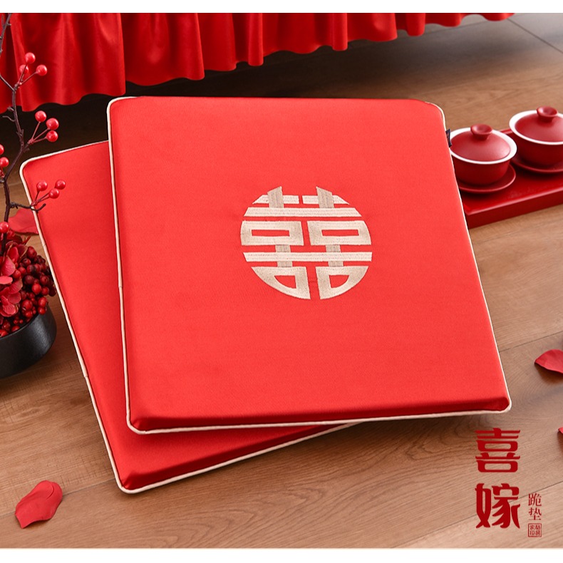 結婚坐福墊跪墊婚禮改口用品紅色敬茶喜字墊子結婚用品大全旗艦店-細節圖2