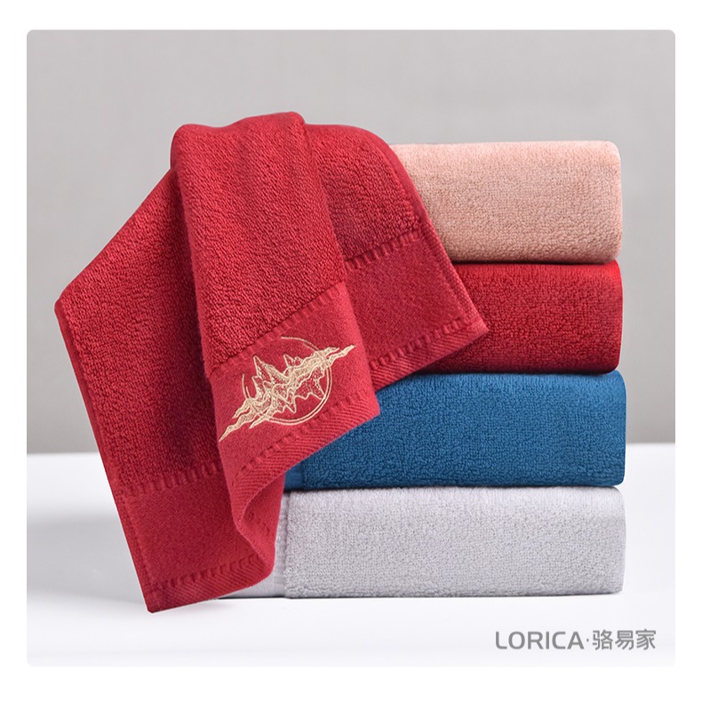 駱易家中式刺繡全棉洗臉家用毛巾加大加厚吸水不褪色情侶款小浴巾-細節圖9