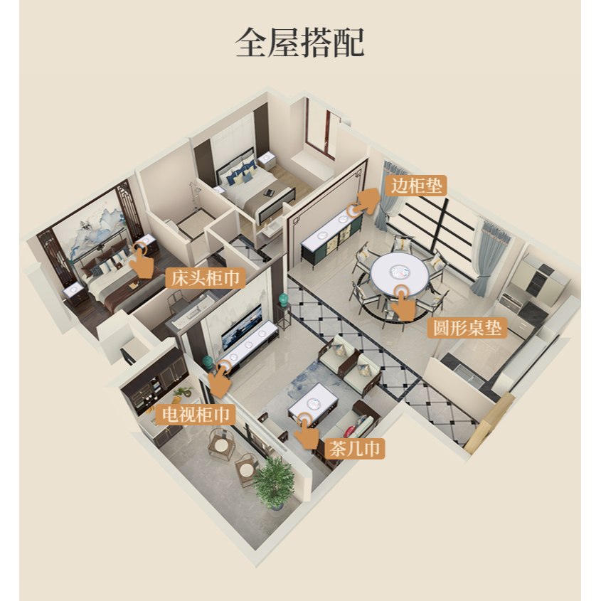 駱易家新中式桌布防水防油餐桌墊家用硅膠皮革免洗長方形茶幾蓋布-細節圖8