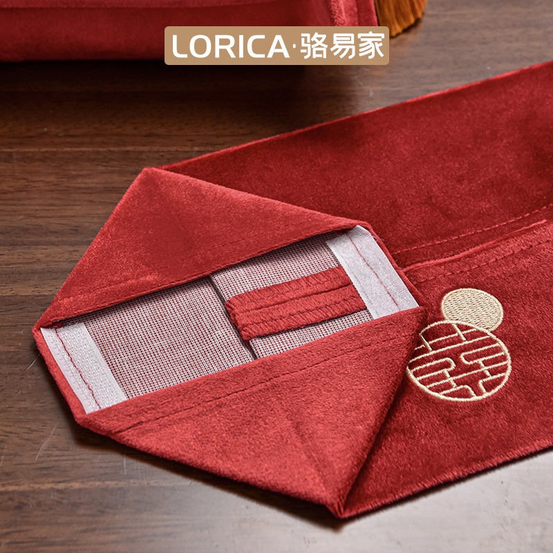 駱易家結婚紙巾盒新中式紙巾套家用客廳臥室喜慶抽紙袋創意抽紙盒-細節圖3