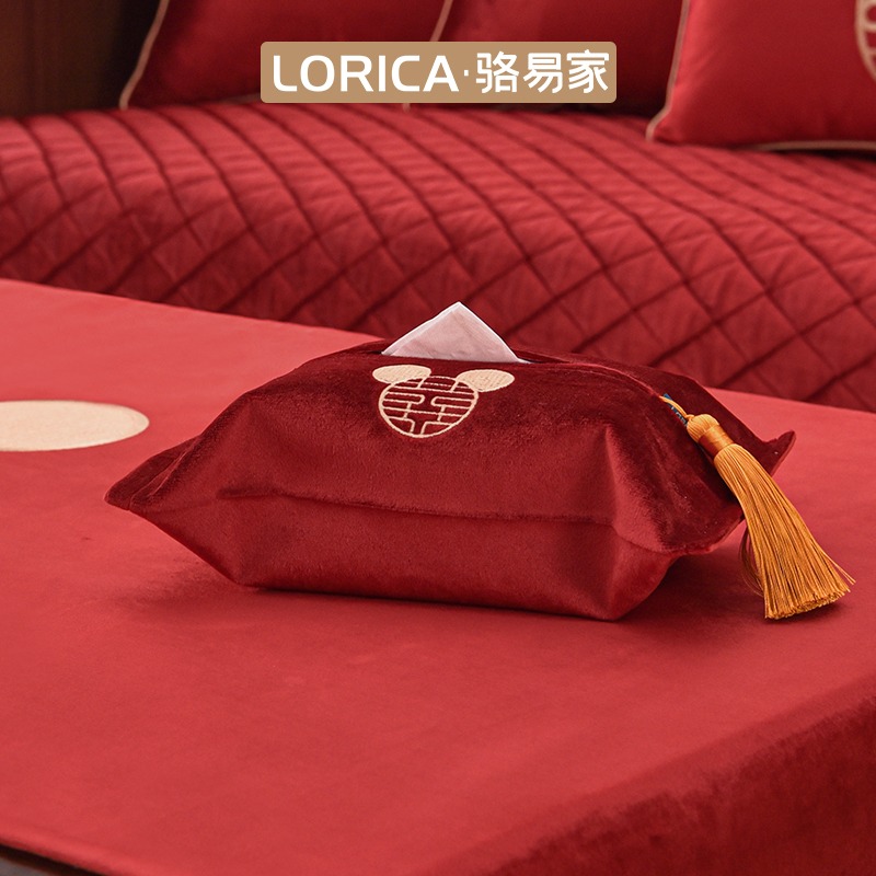 駱易家結婚紙巾盒新中式紙巾套家用客廳臥室喜慶抽紙袋創意抽紙盒-細節圖5