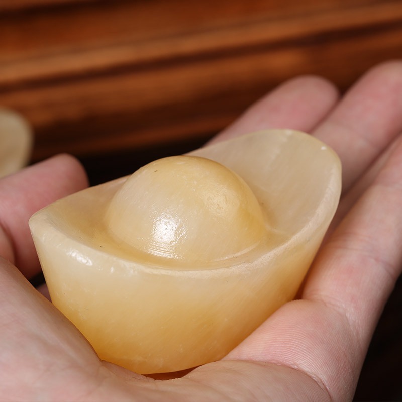 天然黃玉元寶擺件福祿壽喜吉祥物用品家居擺設-細節圖3