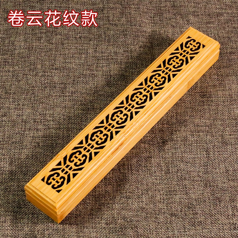 楠竹線香爐佛教雕刻六字真言臥香爐薰香爐雕刻鏤空家用立香爐擺件-細節圖5