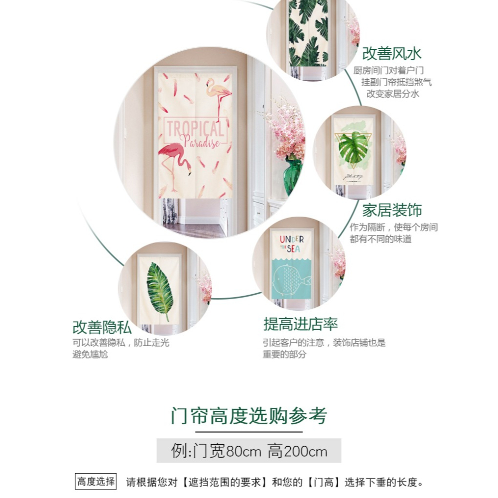 門簾隔斷簾北歐布藝半簾家用簾子臥室廚房衛生間定製免打孔ins風-細節圖8