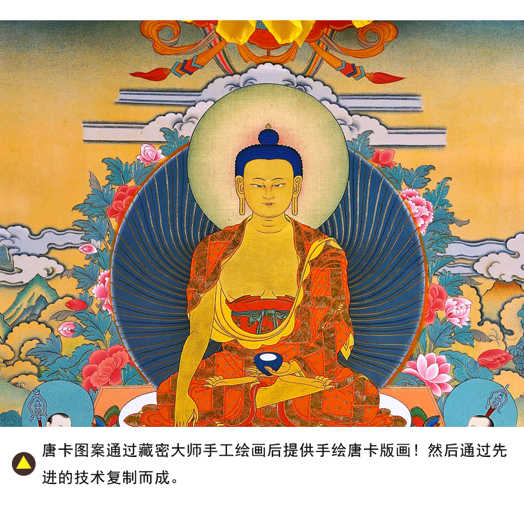 西藏手工雙層裝裱燙金鍍金畫心釋迦牟尼唐卡佛像長120cm大號-細節圖9