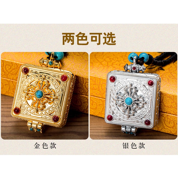 十字金剛杵吊墜嘎烏盒吊墜藏族飾品項鏈嘎烏盒合金嘎烏盒吊墜-細節圖7
