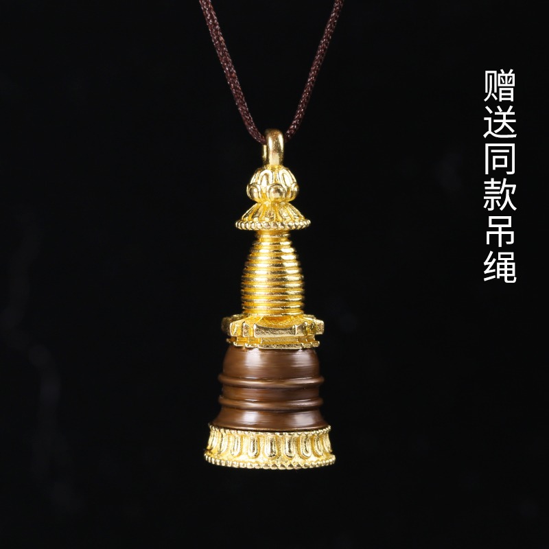 純銅噶當塔吊墜藏傳佛教殊勝咒王解脫塔咒輪舍利塔嘎烏盒金色-細節圖3