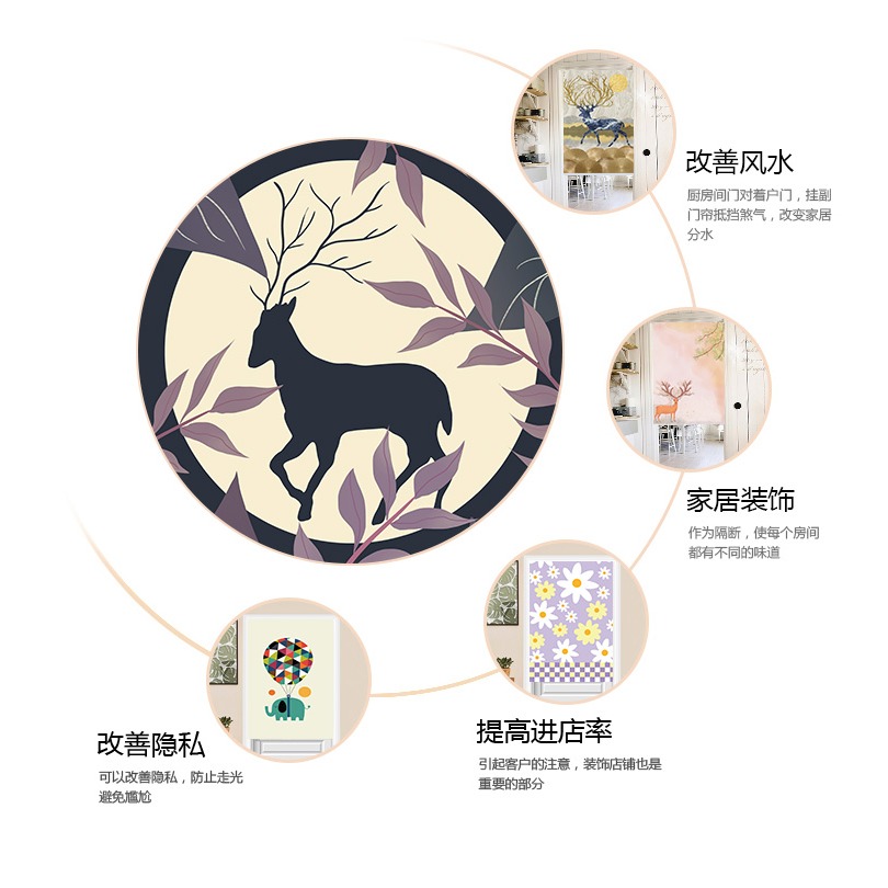 北歐門簾布藝家用布簾衛生間遮擋掛簾子臥室裝飾免打孔廚房隔斷簾-細節圖8