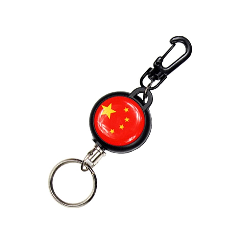 自動伸縮 高回彈鋼絲繩伸縮 創意鑰匙扣大門鑰匙防丟防盜易拉扣-細節圖5