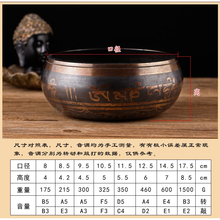 藏傳佛教用品密宗缽轉經碗梵唄西藏銅罄瑜伽頌缽佛音碗-細節圖7