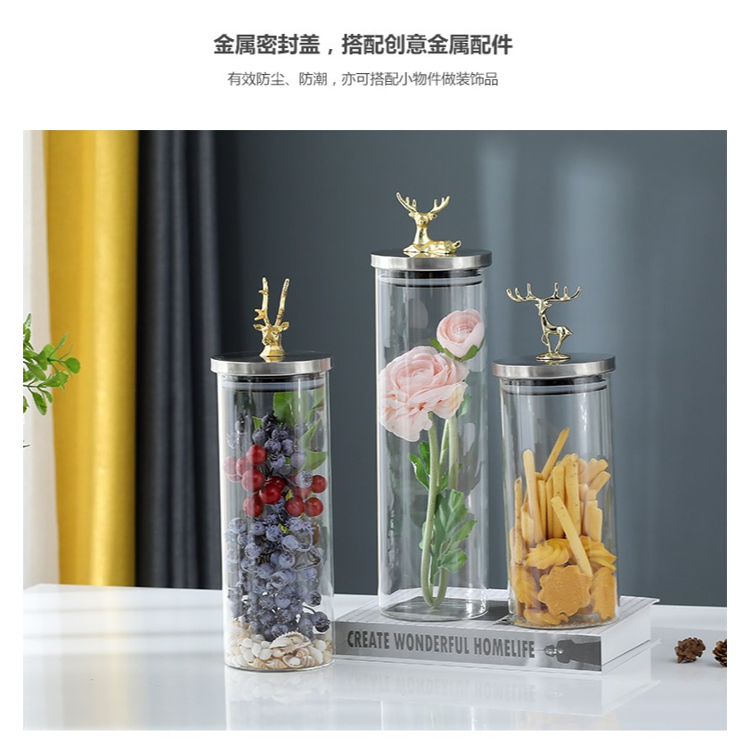 透明玻璃密封罐帶蓋茶葉罐儲物罐家用零食糖果罐廚房雜糧收納瓶子-細節圖9