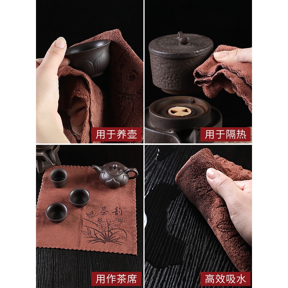 高檔吸水茶巾功夫禪意茶布桌布加厚茶臺茶幾養壺毛巾墊茶具抹布墊-細節圖5