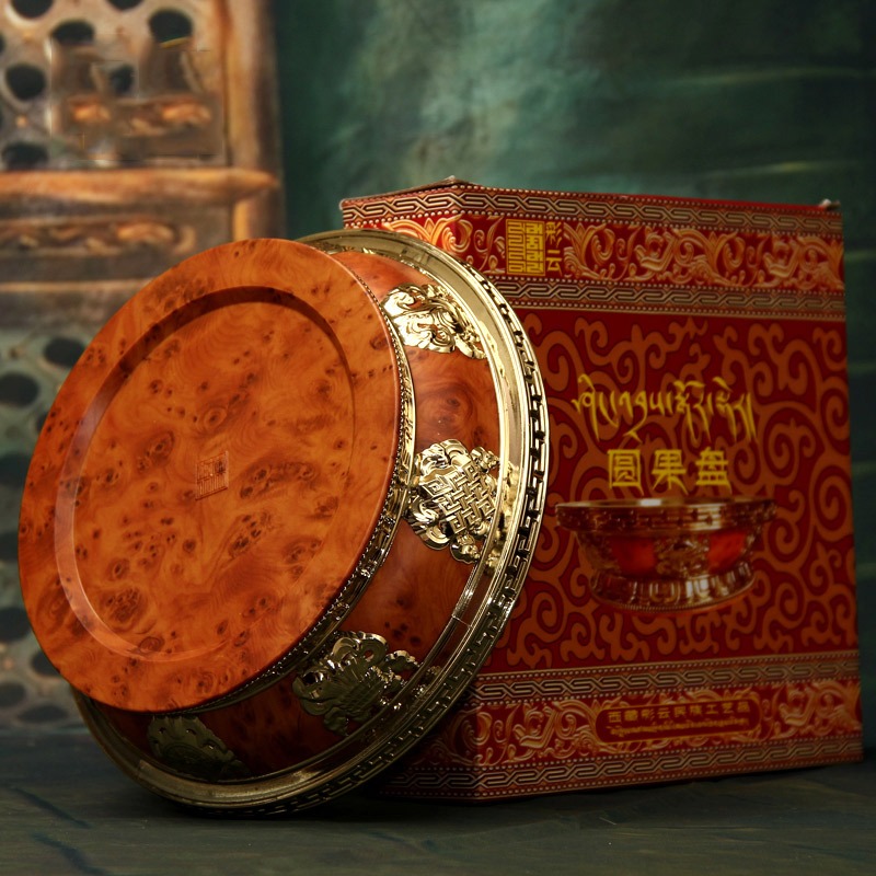 藏式八吉祥糌粑盒 酥油盒吉祥盒 內帶不銹鋼膽-細節圖2