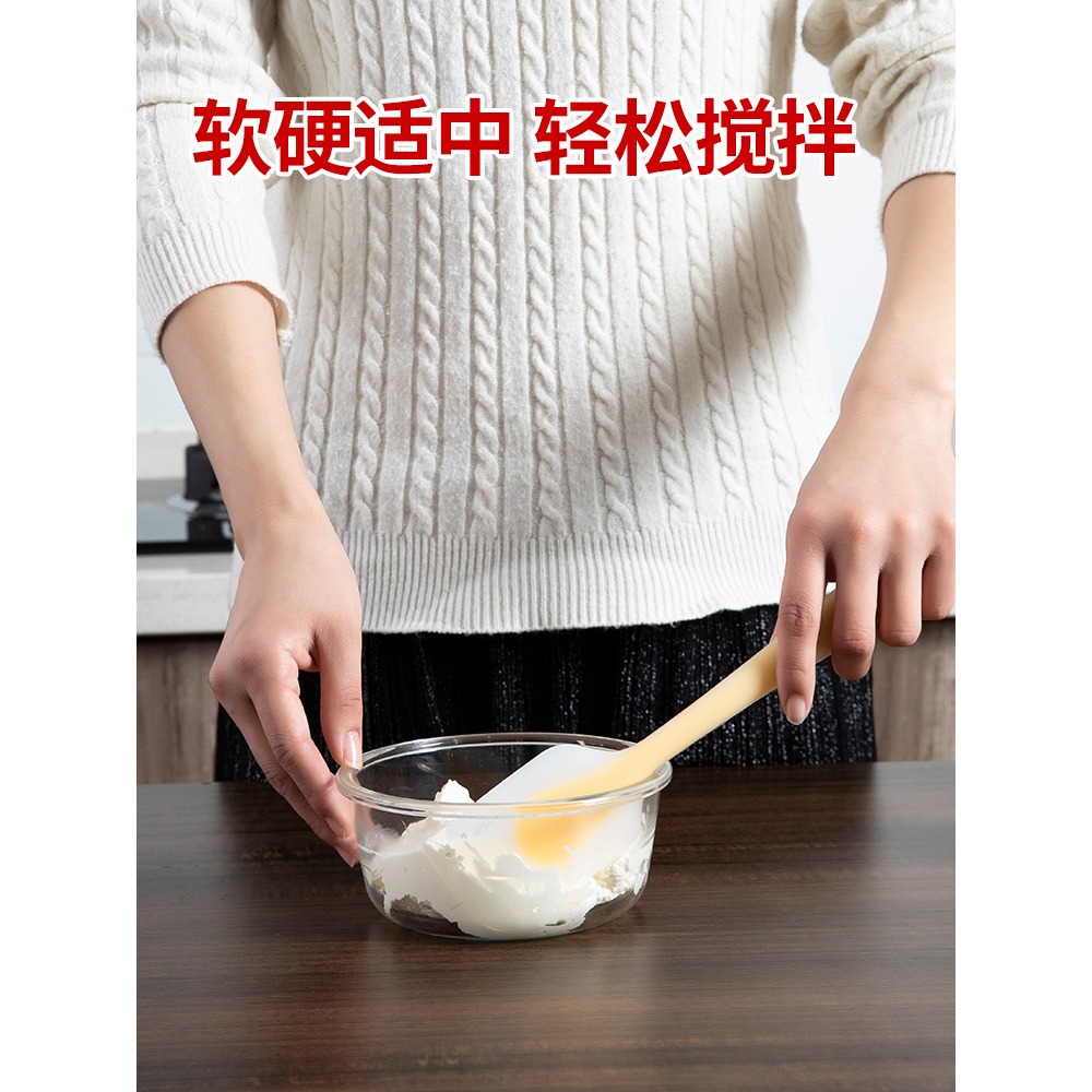 硅膠刮刀烘焙工具奶油蛋糕抹刀一體式硅膠刮刀鏟子刮板耐高溫油刷-細節圖2