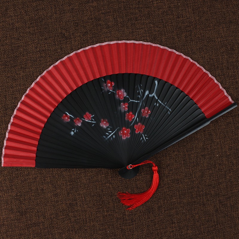 中國風日式精美女士噴繪摺扇工藝真絲扇子夏季絹扇舞蹈演出折疊扇-細節圖10