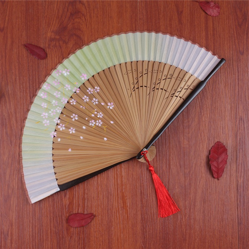 扇子摺扇中國風古典舞蹈扇古代漢服流蘇旗袍古風隨身紅色女折疊扇-細節圖9