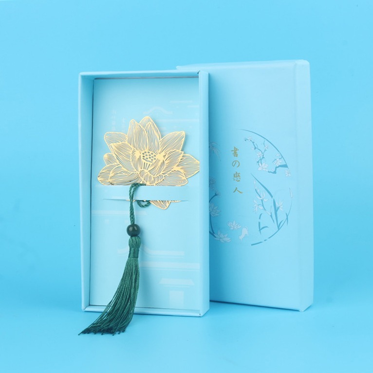 文藝鏤空創意黃銅金屬葉脈書簽復古典荷花古風學生生日教師節禮物-細節圖10