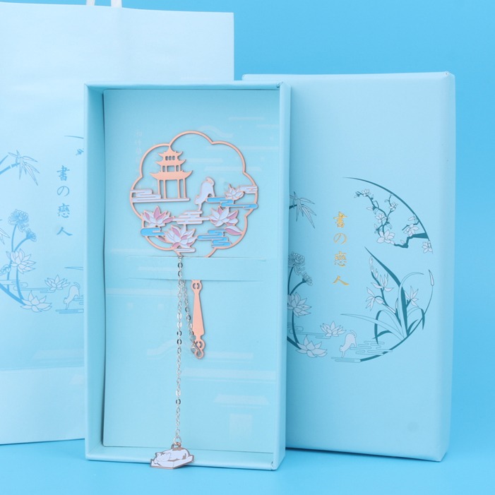 古典中國風扇形團扇金屬書簽教師節禮品紀念品學生用畢業老師禮物-細節圖6