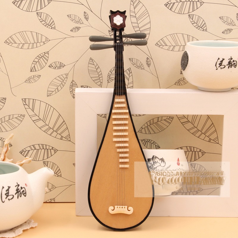 中式迷你琵琶模型擺件樂器擺件木製娃娃小樂器送朋友老師生日禮物-細節圖4
