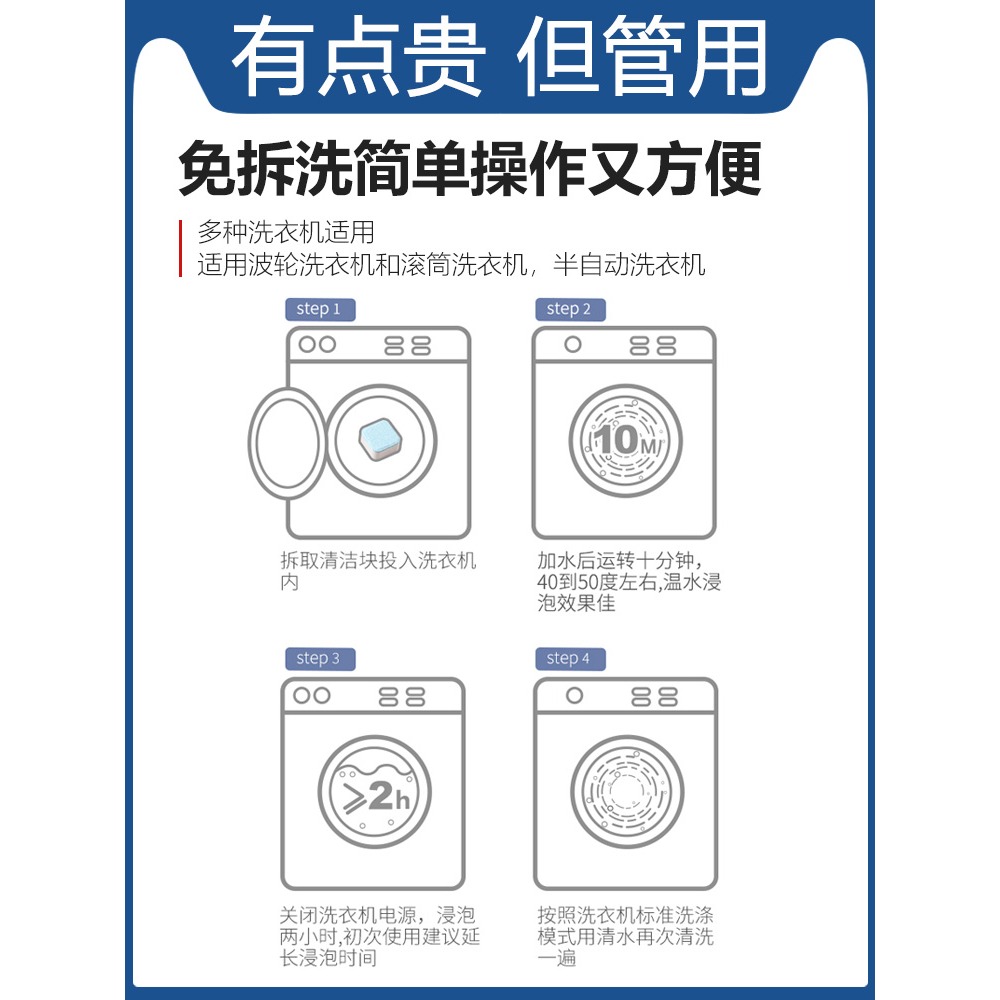 滾筒式洗衣機槽清洗劑泡騰清潔片污漬消毒專用殺菌神器官方旗艦店-細節圖4