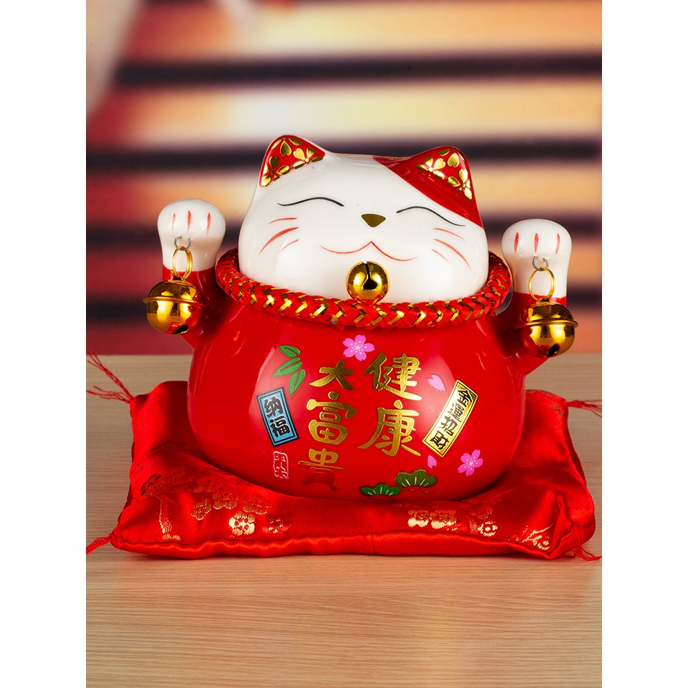 招財貓小擺件陶瓷創意禮品存錢罐禮品日式家居發財店鋪開業發財貓-細節圖2