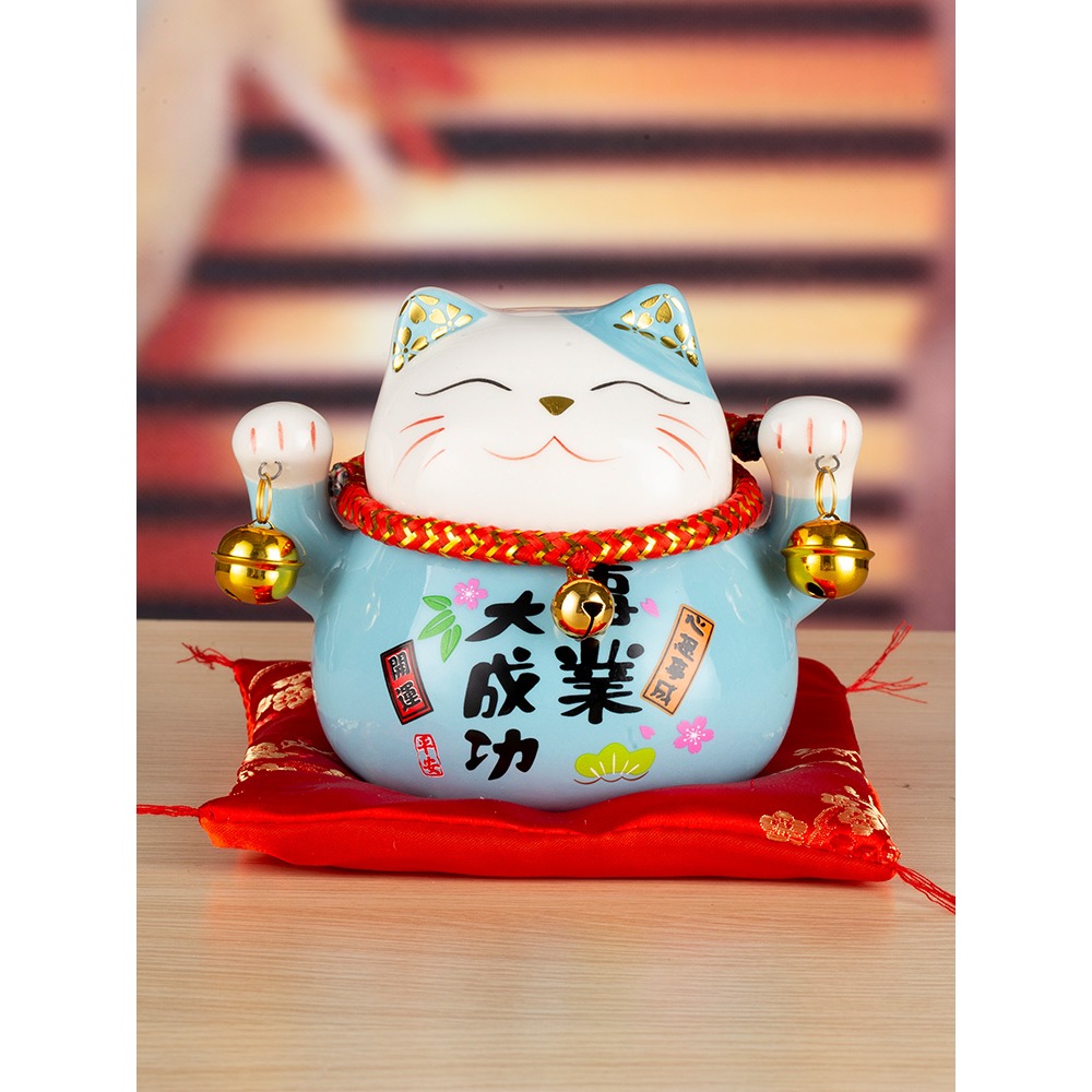 招財貓小擺件陶瓷創意禮品存錢罐禮品日式家居發財店鋪開業發財貓-細節圖3