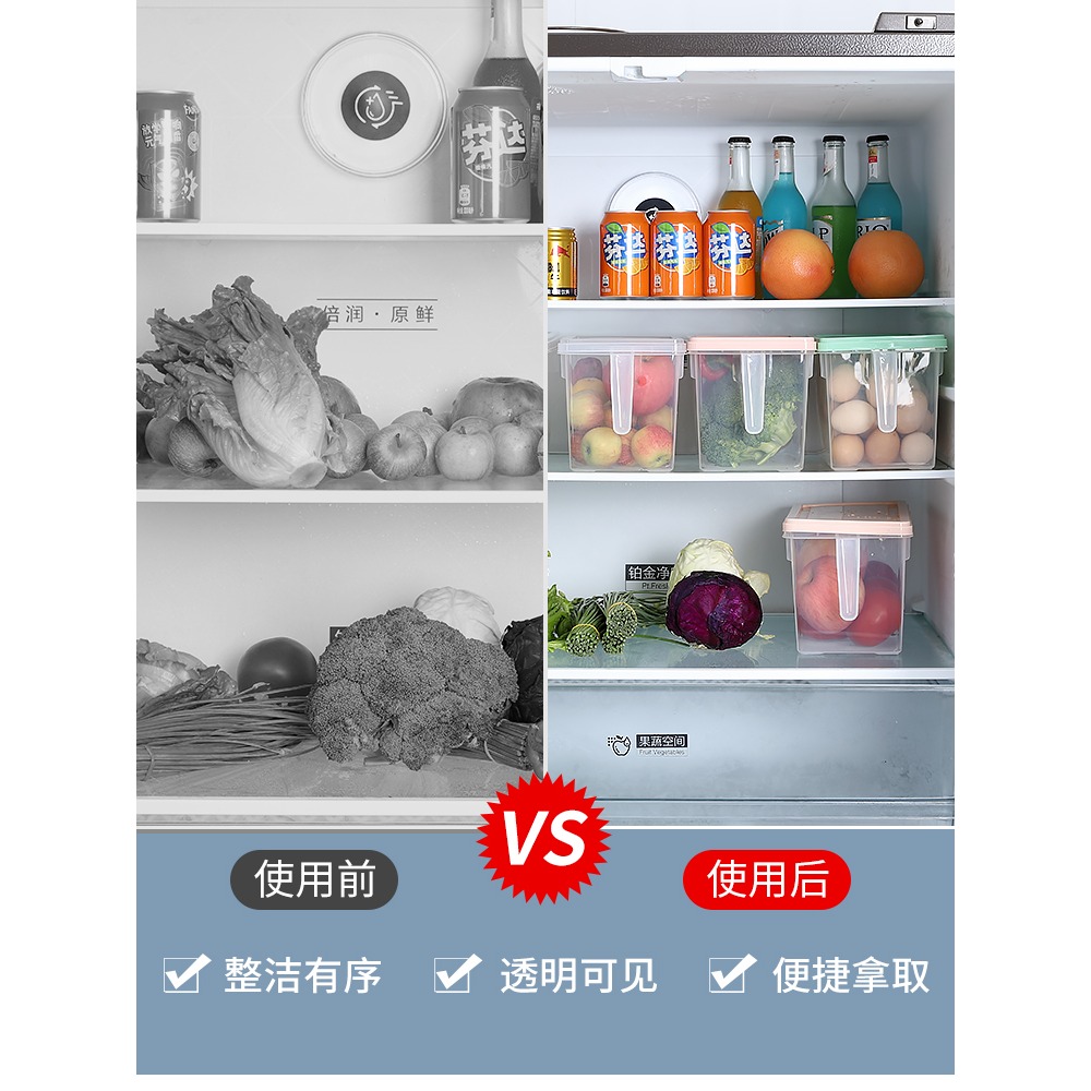 冰箱保鮮蔬菜冷藏收納盒廚房帶蓋專用抽屜式盒子冷凍家用收納神器-細節圖3
